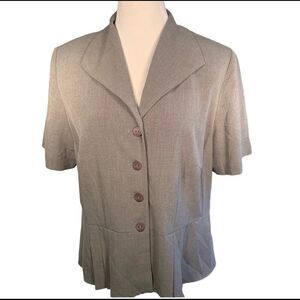 Danny & Nicole Gray Short Sleeve Peplum Top 14W